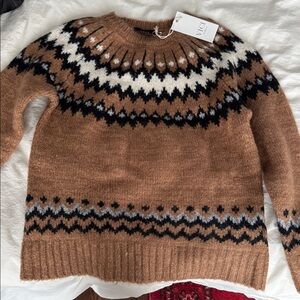 Vici Brown Patterned Women's Sweater